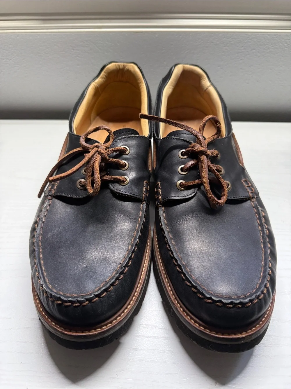Samuel Hubbard Camplight Moccasins Saddlebag Black Boat Hiking Shoe M 11.5